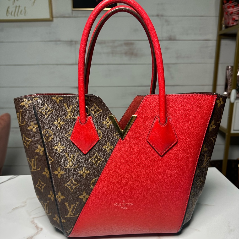 Louis Vuitton Red and Brown Monogram Tote